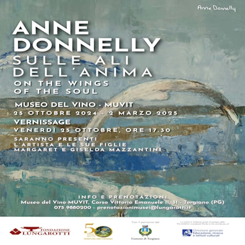  locandina mostra Anne Donnelly. Sulle ali dell'anima - Torgiano 